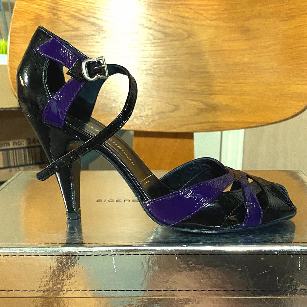 Sigerson Morrison black patent leather heel